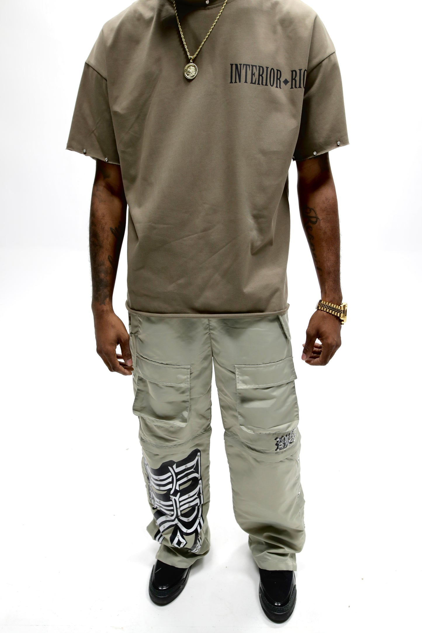 Interior Rich “Iconic IRC” Stone-Set Raw-Hem T-Shirt