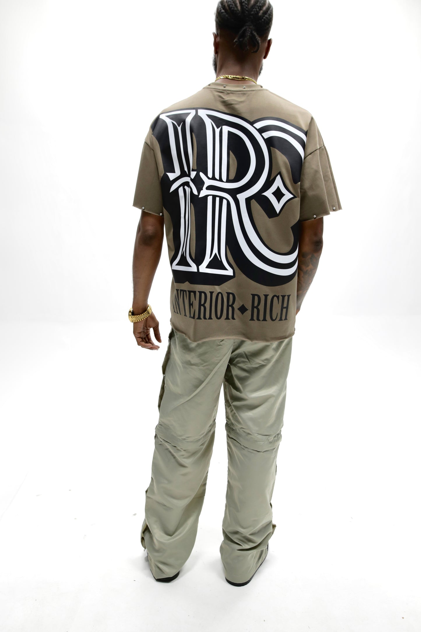 Interior Rich “Iconic IRC” Stone-Set Raw-Hem T-Shirt