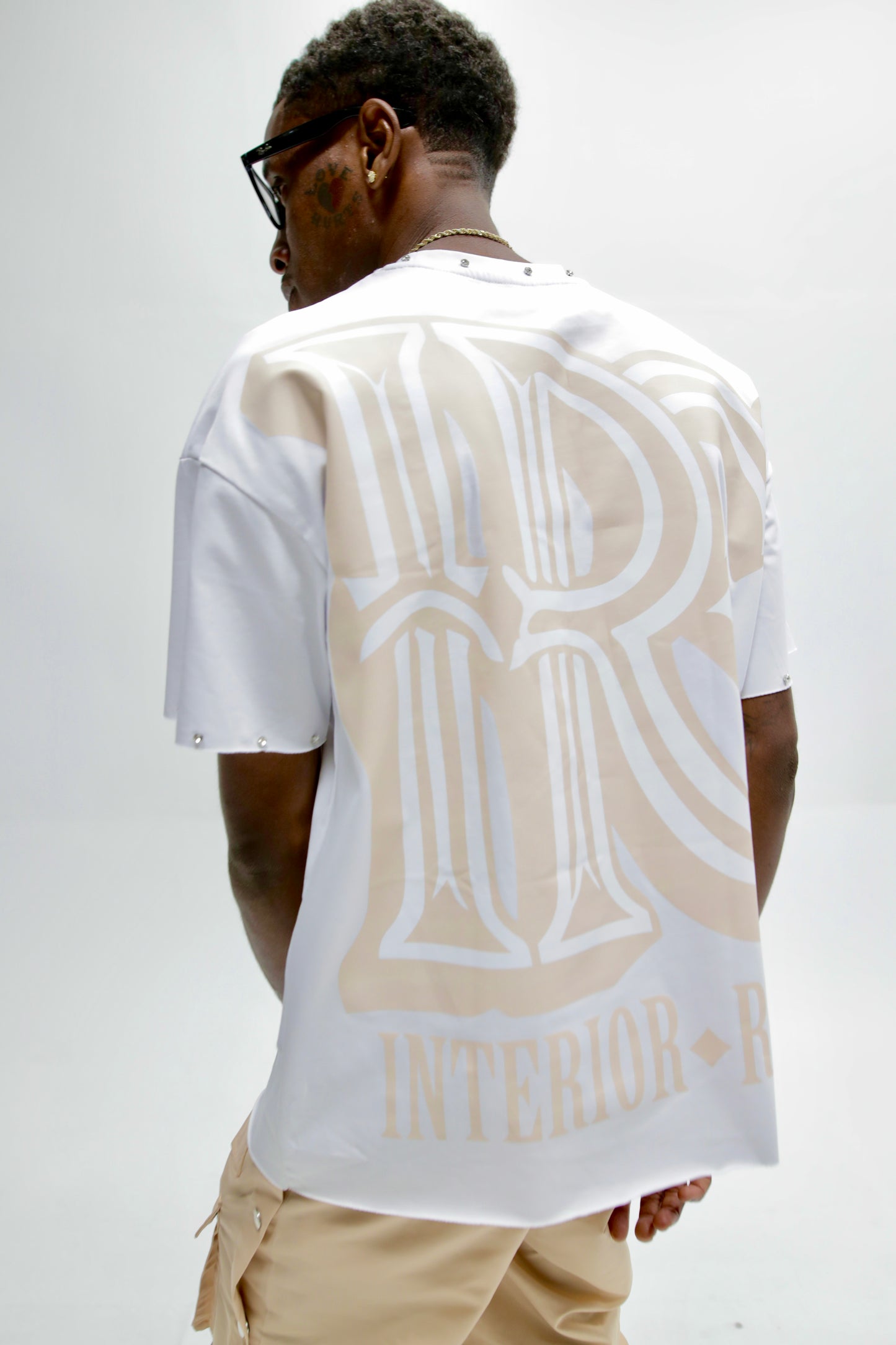 Interior Rich “Iconic IRC” Stone-Set Raw-Hem T-Shirt