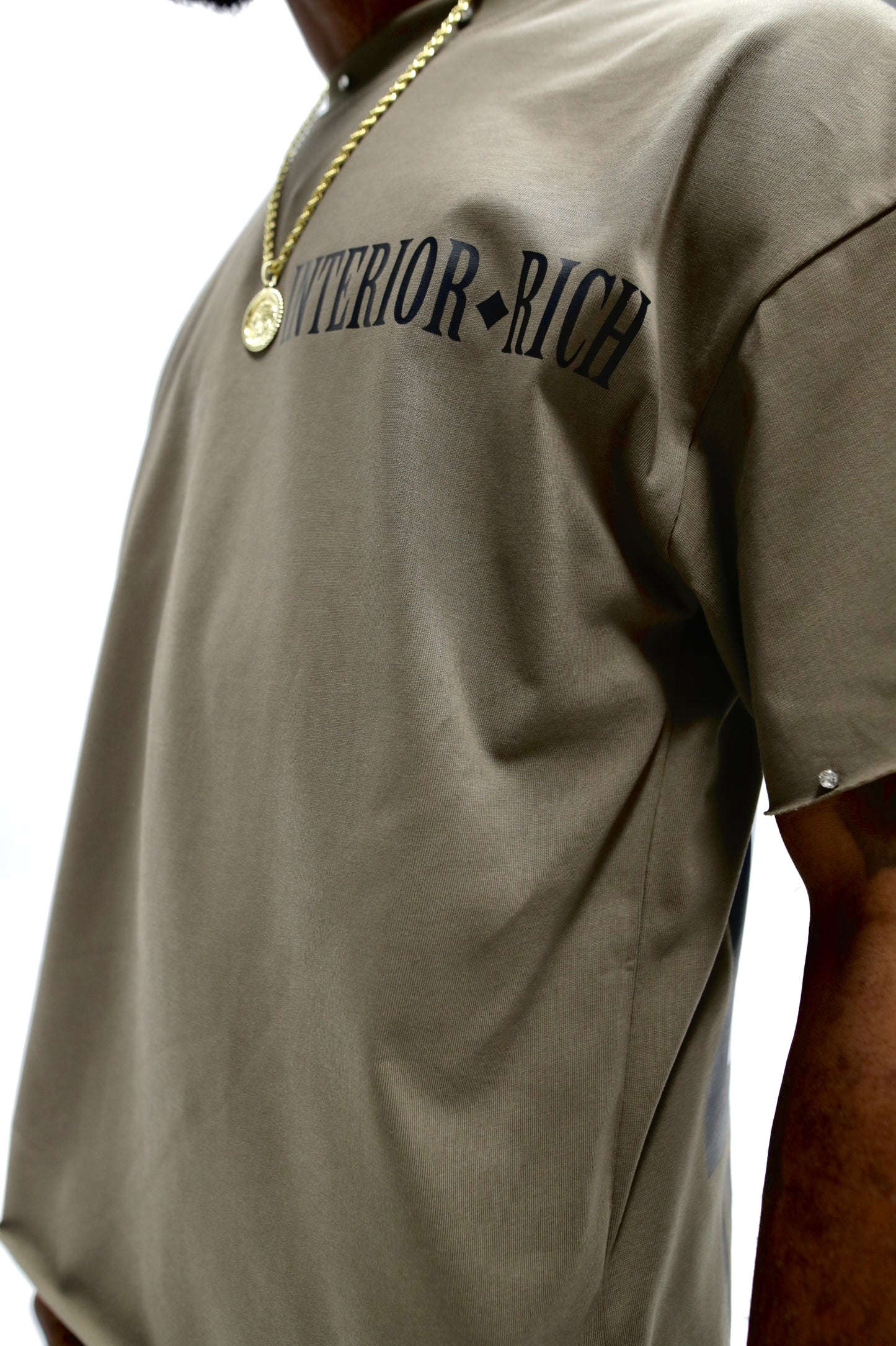 Interior Rich “Iconic IRC” Stone-Set Raw-Hem T-Shirt