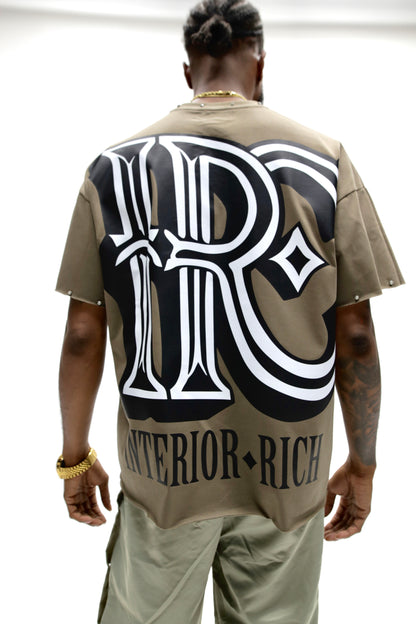 Interior Rich “Iconic IRC” Stone-Set Raw-Hem T-Shirt