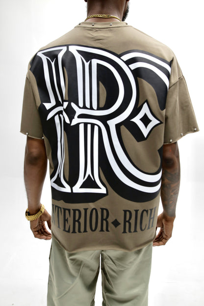 Interior Rich “Iconic IRC” Stone-Set Raw-Hem T-Shirt