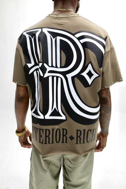 Interior Rich “Iconic IRC” Stone-Set Raw-Hem T-Shirt