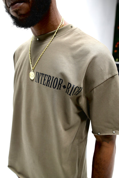 Interior Rich “Iconic IRC” Stone-Set Raw-Hem T-Shirt